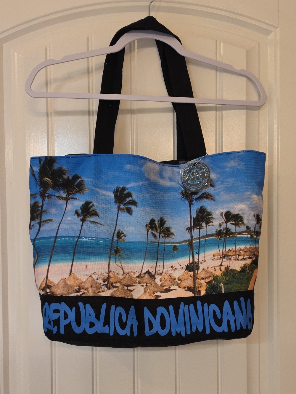 Republica Dominicana Blue Beach Print Tote Bag